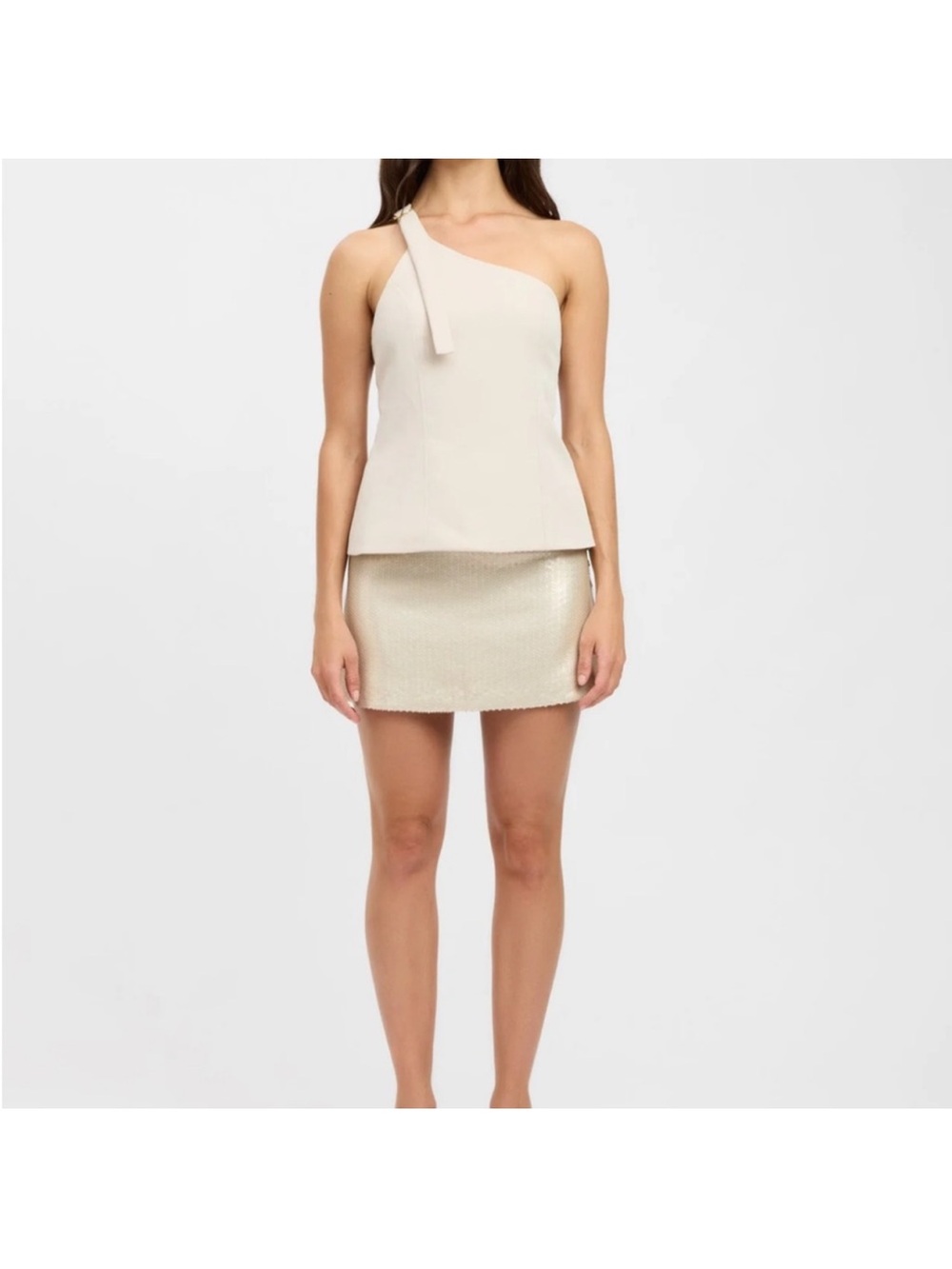 Kookai White one shoulder top with buckle back